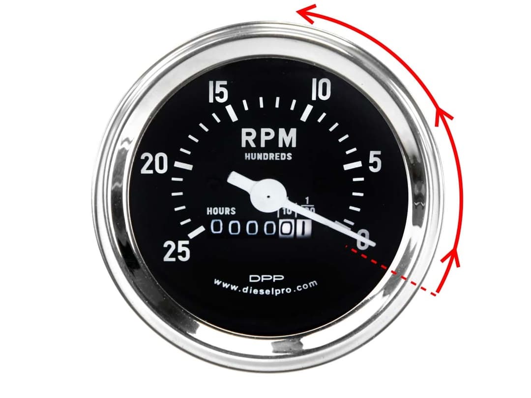 Mechanical Tachometer for Detroit Diesel Engines - with hourmeter. LH 1:1 2500 RPM