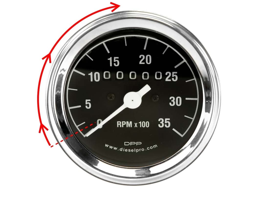 Mechanical Tachometer for Detroit Diesel Engines - with hourmeter. RH 1:1 3500 RPM