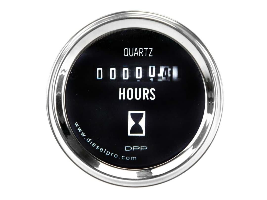 Electrical Hour Meter Gauge - 2 Inch Dia - 12/24 Volt