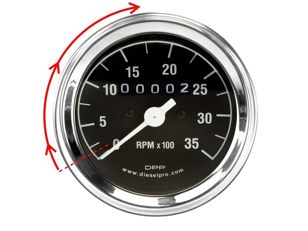 Mechanical Tachometer for Detroit Diesel Engines - with hourmeter. RH 1:2 3500 RPM